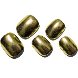 GLAMERMAID Press on Nails Extra Short Squoval, Winter Handmade Golden Chrome Gel Glue on Nails, 24Pcs Glazed Donut Reusable UV Finish Fake Nails Acrylic False Nails Manicure Kits for Women