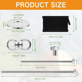 Zonon 20 Pack 3/8 x 8 Inch 12 Inch Heavy Duty Camping Ground Anchors Metal Tent Stakes Screw in Kit Hexagonal Tent Peg Spikes with Storage Bag for Securing Animals Trampoline Carports Sheds Swing