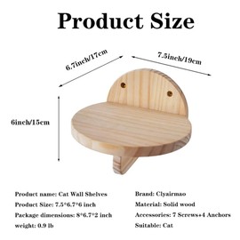 2 Set Cat Wall Shelves,Wood Cat Wall Climbing Steps - Cat Wall Ladder Stairs,Wall Mounted Cat Climbing Step Cat Wall Shelf Cat Climber Solid Wood Cat Climbing Shelf for Indoor Playing Lounging (2 Set)