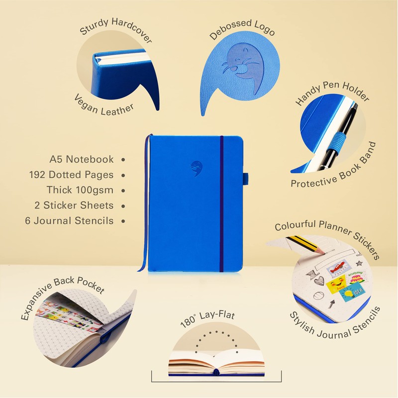 Ottergami The Essential Bullet Dotted Journal Kit, (Blue), Hardcover Dotted