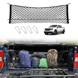 Muslogy Truck Bed Cargo Net Compatible with 2022-2024 Ford Maverick Accessories Envelope Style Bed Net Trunk Organizer - Upgraded Support Stability Rope with Metal Carabiners Tight Fit, Won't Sag