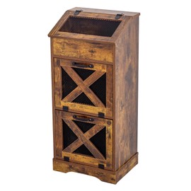 TDLEAYYD Potato Storage Bin Wooden Bread Box, Mid Century Modern Vegetable Storage Box with Lid, Farmhouse Potato and Onion Storage Cabinet for Kitchen,Brown