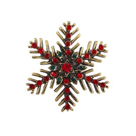 EMEGCY Red Snowflake Brooch for Women Christmas Snowflake Brooch Pin Gold Plated Snowflake Lapel Pin Jewelry Gift for Mom Wife