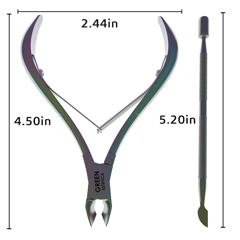 Cuticle Trimmer with Cuticle Pusher Professional Stainless Steel Cuticle Cutter