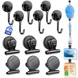 40lbs+ Magnetic Hooks and Clips Set for Cruise Cabins, 12 Pack Cruise Magnetic Organizer for Hanging Clothes, Hats, Lanyards, Daily Schedules - Cruise Essentials, Magnetic Hanger for Classroom, Fridge