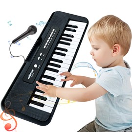 37 Keys Piano for Kids Age 3-6, Kids Piano Keyboard with Microphone Portable Beginners Musical Piano Learning Educational Christmas Birthday Gift Toys for 3 4 5 6 Years Old Girls Boys (Black)