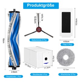 LOOHAOC 21pcs Accessories Replacement Compatible with Ecovacs DEEBOT T30 Omni/T30Pro Omin-1 Main Brush, 4 HEPA Filters, 6 Cleaning Cloths, 6 Side Brushes, 4 Dust Bags