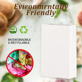 Paper Lunch Bags Kraft White Lunch Bags Brown Paper Bags for Small Business (200 COUNT)