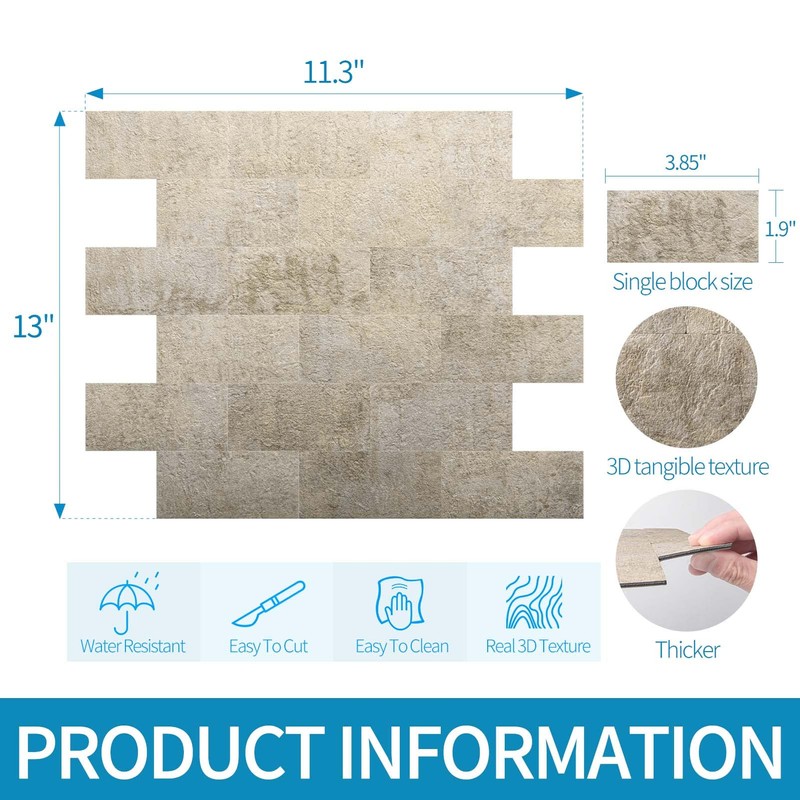 Art3d 10-Pack Peel and Stick Wall Tile for Backsplash, Stick