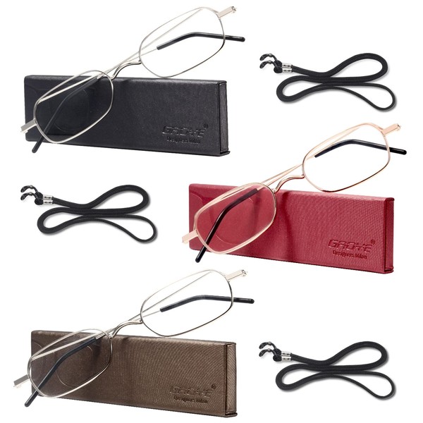Gaoye 3 Pack Fold Flat Pocket Reading Glasses for Women