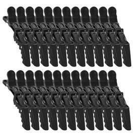 Pack of 24 Section Clips, Hairdresser, Plastic Hair Clips, Professional Crocodile Hair Clips for Salon Hairdresser (Black)