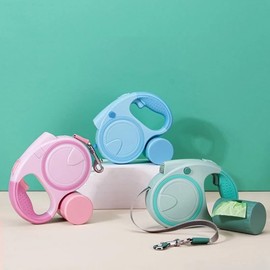 Retractable Dog Fancy Leash with Flashlight and Dispenser, Dog Retractable Leash is Perfect for Safe and Comfortable Walking with Your Pet - Suitable for Dogs - Blue