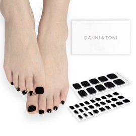 DANNI & TONI Semi-Cured Gel Nail Foils (Black Panther) Black Plain Shiny Gel Nail Stickers, Pedi Wraps Toenails Nail Foil Pedicure Wraps 37 Stickers