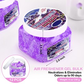Dansib 12 Pcs Air Freshener Gel Bulk Odor Eliminator Gel Beads Odor Removing Gel Long Lasting Air Freshener Beads Eliminates Odors in Bathrooms, Cars, Boats, Rvs and Pet Areas 8 Ounce (Lavender)