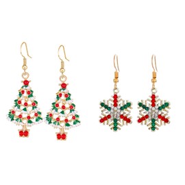 8 Pairs Christmas Drop Earrings, Women's Christmas Earrings, Earrings Christmas Set, for Women and Girls, Gift Decoration, Alloy Steel