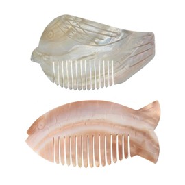 2pcs Hair Comb, Natural Shell Comb, Anti-Static Pocket Size Comb for Thick, Curly Hair, Wide Tooth Hair Comb, Detangling Comb for Adults Hairdressing Styling