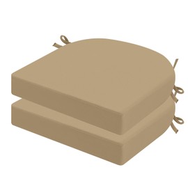 idee-home Outdoor Chair Cushions Set of 2, Thick 17" x 17" x 3" Patio Chair Cushions for Outdoor Furniture Waterproof with Ties, Outdoor Seat Cushion, Patio Chair Pads Dining Chair Antique Beige