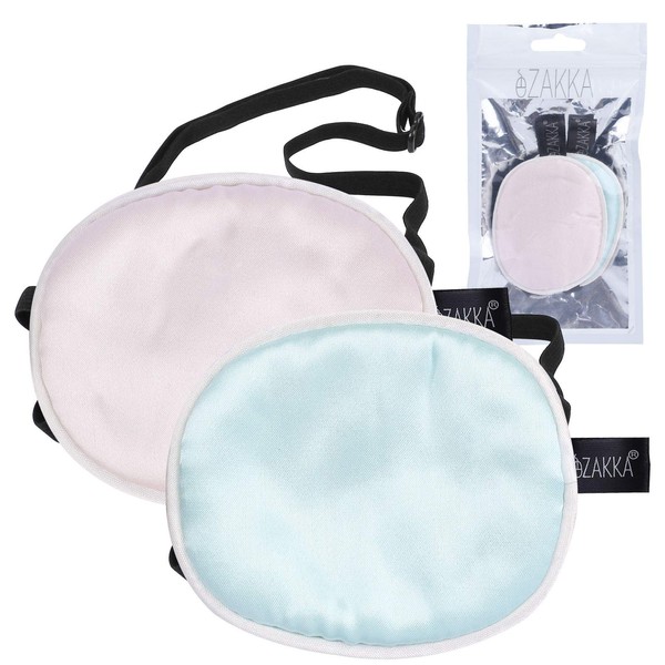 eZAKKA Eye Patches for Adults Kids, 2PCS Silk Eyepatch for Left Right Eye Lazy Eye After Surgery (M, Pink+Green)