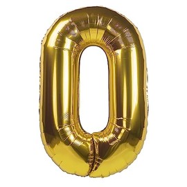 Party Kawaii 32 inch Giant Number Helium Foil Birthday Party Balloons (Gold Number 0)