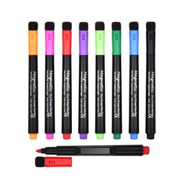 Willingood Wipe Clean Foil Pen, Pack of 8 Whiteboard Markers, Dry Erase Whiteboard Pens, Magnetic Whiteboard Marker, Marker with Sponge Bullet Tip, Erase Marker with Eraser