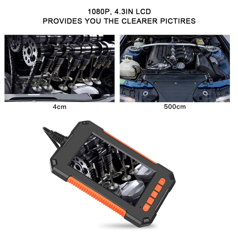 4.3in LCD 1080P Handheld Endoscope IP67 8mm Waterproof Borescope Inspection