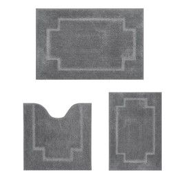 Bath Rugs Set 3 Pieces Bathroom Mat Soft Absorbent Plush Shaggy Soft Floor Non Slip Shower Bath Tub Machine Washable Charcoal