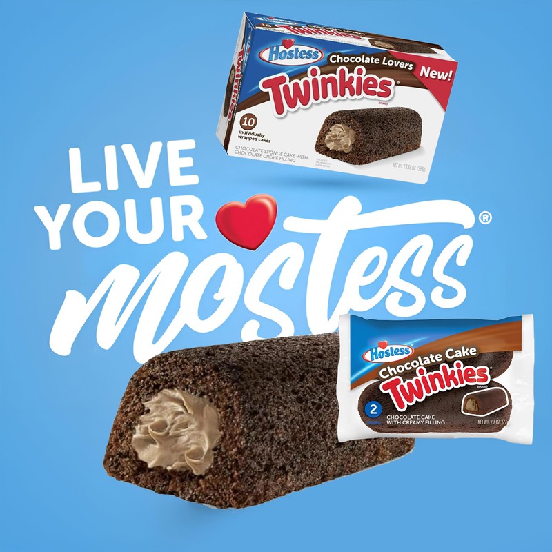 Hostess Chocolate Cake Twinkies, 10-Count Individually Wrapped Chocolate Sponge Cake
