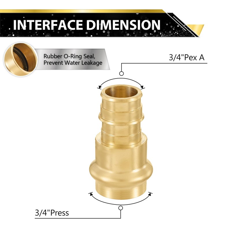 5 Pack FOSKAN Copper Press PEX A Expansion Coupling, 3/4"Press