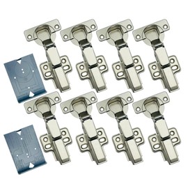 GEFONG 105 Degree Clip-on Middle Stop Soft Close Hydraulic Hinges 35 mm with Shock Absorber Damping Mute Hinge for Wardrobe Wardrobe Door Kitchen Cabinet Door Pack of 8