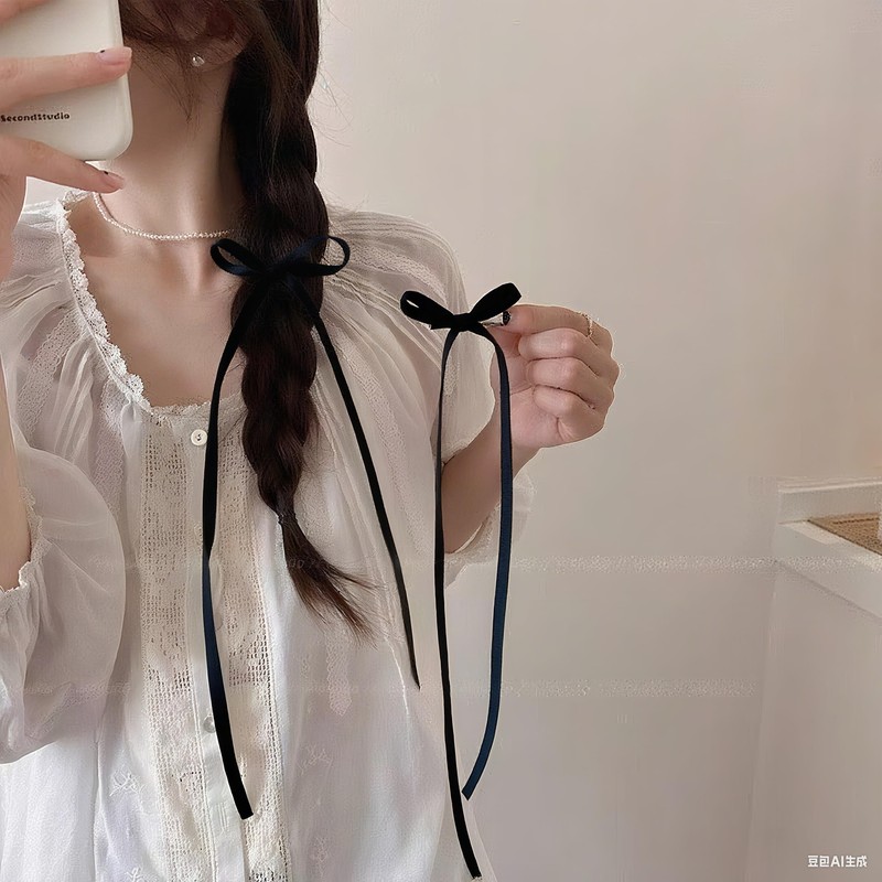 DENGUJD ヘアアクセサリー 2個セット リボン ヘアクリップ 髪飾り パーティー用 ヘアアレンジ リボンクリップ リボンピン