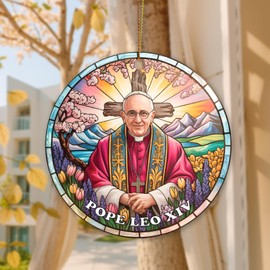 Pope Leo XIV Inauguration Acrylic Ornament, 3-Inch, 3mm, Catholic Faith Gift, First American Pope Keepsake, Religious Home Decor, Christian Celebration Hanging Decoration