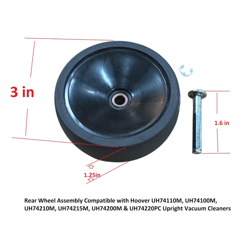 Rear Wheel Assembly Compatible with Hoover UH74210M, UH74215M, UH74200M &