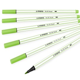 STABILO - Pen 68 Brush Premium Felt Tip Pen - 1-3mm - Light Green - 568/33 - Pack of 6