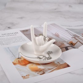 Aspegiffu Hand Ring Holder for Jewelry, I Love You Hand Jewellery Holder Trinket Dish Tray, Engagement Wedding Valentines Christmas Birthday Gift for Her Him Husband Wife Girlfriend Bride Women Gifts