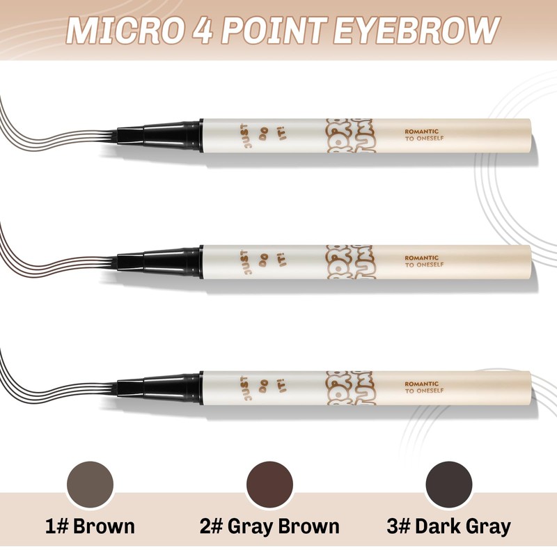 Apooliy Waterproof Eyebrow Pencil, Microblading Liquid Brow Pencil, Micro 4