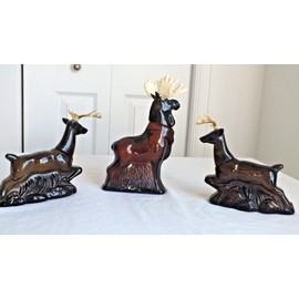 Avon lot of 3 MOOSE 10 point Buck Wild country AFTER SHAVE decanter FULL NOS vtg