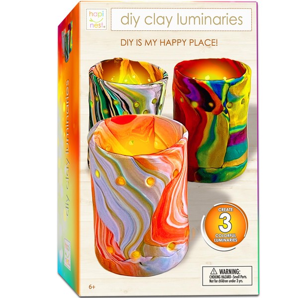 Hapinest Make Your Own Clay Luminaries Arts and Crafts Kit Gifts for Kids Girls and Boys Teens Ages 6 7 8 9 10 11 12 Years Old and Up