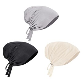3 Pcs Women Solid Color Hijab Cap Undercap Muslim Turban Head Wrap Cap,Chemo Headwear Sleep Cap for Women Hair Loss