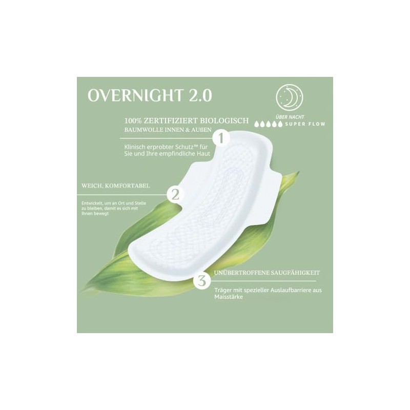 Organyc 28 x 100% Certified Organic Cotton Night Sanitary Pads