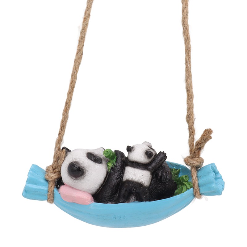Swing Panda Statue Mother and Baby Panda Lying On The