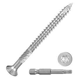 DTGN #10x2-1/2 Deck Screws - 100Pack - Good for Decks, Fences, Frames, Farms, Outdoor Furniture - 410 Stainless Steel Wood Screws Decking Screws W/ T25 Torx Star Drive Bit - Silver