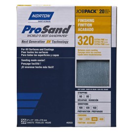 Norton Sandpaper, ProSand Premium 60 Grit Sand Paper Sheet - Next Generation of 3X Technology, Fiber Backing, Aluminum Oxide, 60 grit, pack of 20 sanding sheets