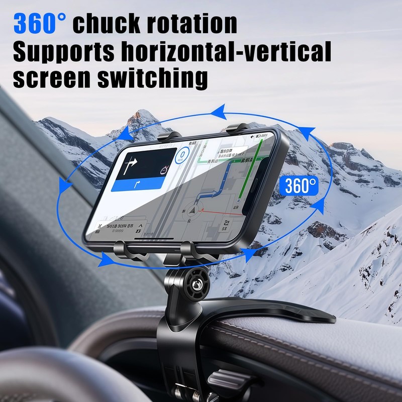 AMZAUTO Car Phone Mount, 1260 Degree Rotation Dashboard Phone Holder,