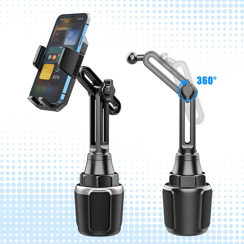 Sandfren Car Cup Phone Holder, 360° Rotation Carbon Fiber Vehicle