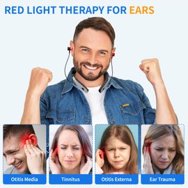 2-in-1 Nose & Ear Wellness Device, Red Light Support for Ear Comfort, Neck Hanging Design, with 3 Sets of Ear Canal Silicone Covers and 1 Set of Nasal Silicone Sleeve