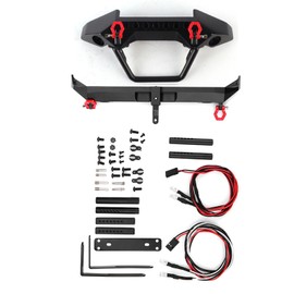 Metal RC Car Front Rear Bumpers with LED Lights for Axial SCX10 90046 RC Car Accessoey