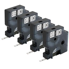 Aonomi Compatible Labels Tape Replacement for DYMO 18051 1/4" Heat Shrink Tube Labels Use with DYMO Rhino 4200, 5200, 5000, 6000 Label Maker Black on White, 1/4 Inch x 4.9 Feet (6mm x 1.5m), 4-Pack