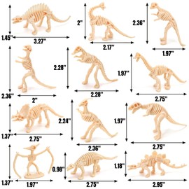 Hiceeden 240 Pieces Dinosaur Fossil Skeletons, Plastic Dinosaur Bones Toys, Assorted Mini Dino Figures for for Sandbox Dig, Party Favor Decor, Science Play, 12 Styles