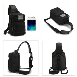SXJWISHES EDC Sling Bag Tactical Shoulder Sling Bag Small Military Crossbody Pack Tactiacal Backpack Rover Chest Bag Pack (Black)