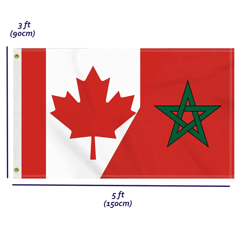 3×5 FT Canada Morocco Flag, Large 100D Canadian Moroccan Friendship